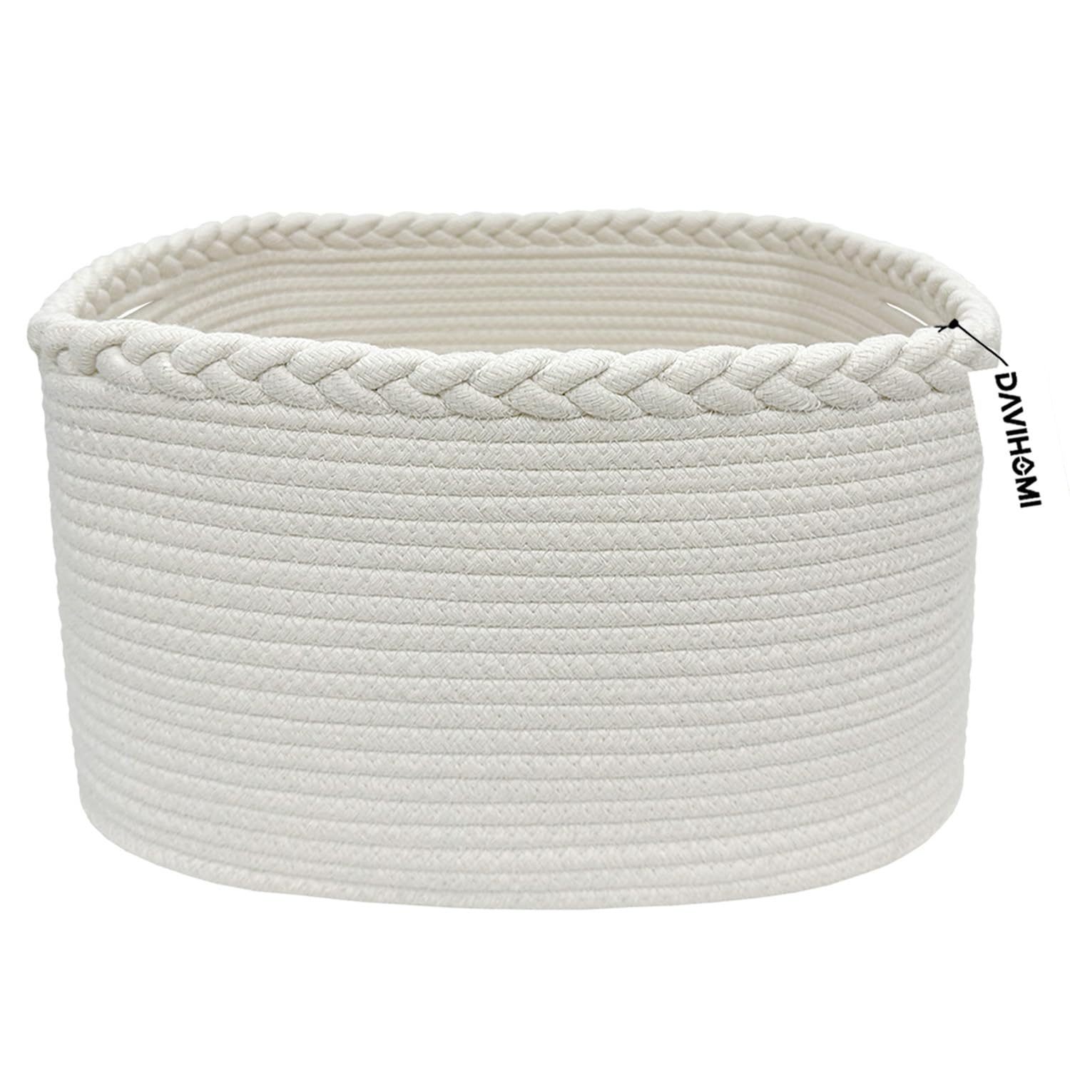 DAVIHOMI Rectangular Woven Cotton Rope Basket for Organizing, Gift Baskets for Handles, Empty Gift Baskets, Medium Rope Basket|1
