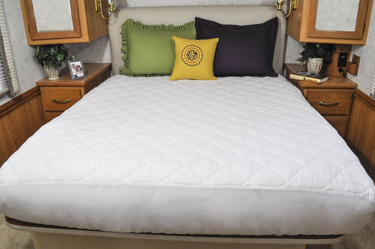 Ab Lifestyles Rv Short Queen 60X75 Quilted Mattress Pad Cover. Fitted Sheet Style. For Rv, Camper. Made In The Usa White