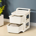 Kuber Industries 2 Layer Plastic Modular Storage Drawer Organizer With Wheels | Chest Of Drawer Storage Box For Living Room, Off