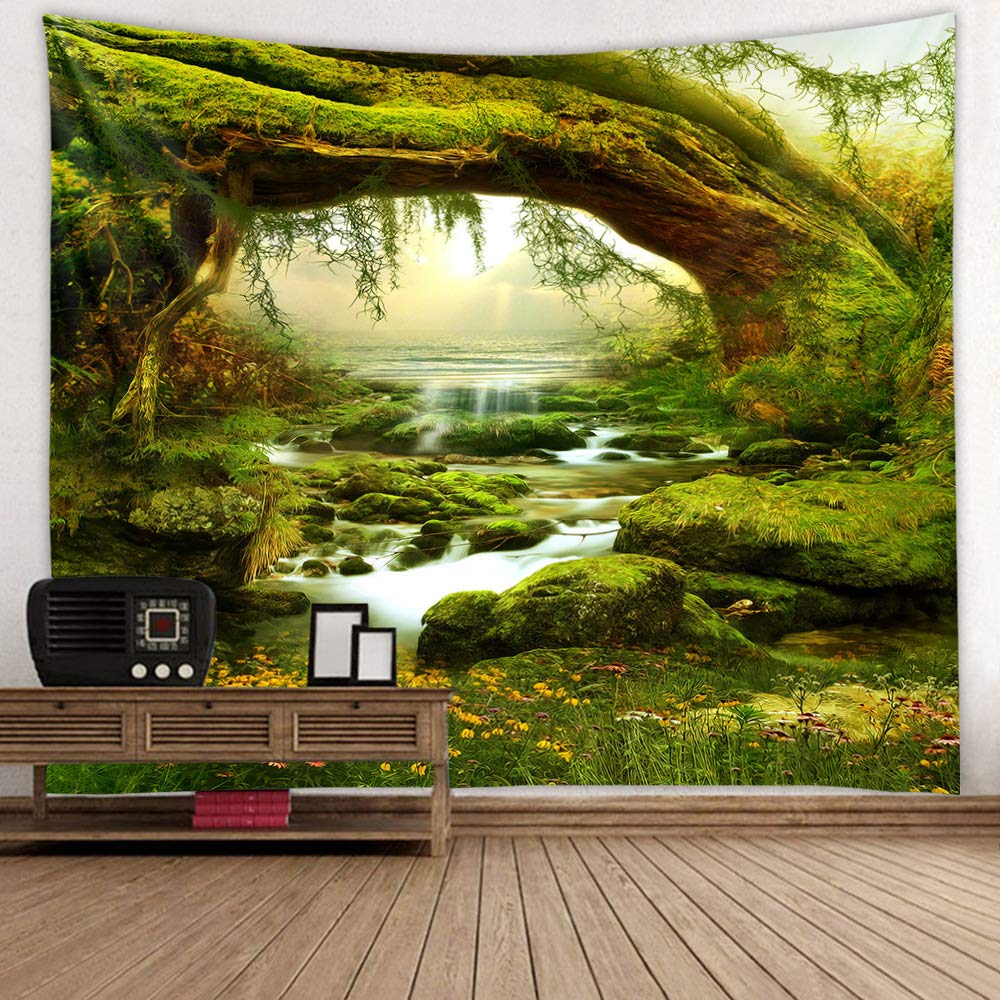 Llamazing Forest Tapestry Home Decor Landscape Tapestry Living Room Bedroom Decoration Tapestry Magic Tapestry Curtain (Sunlight