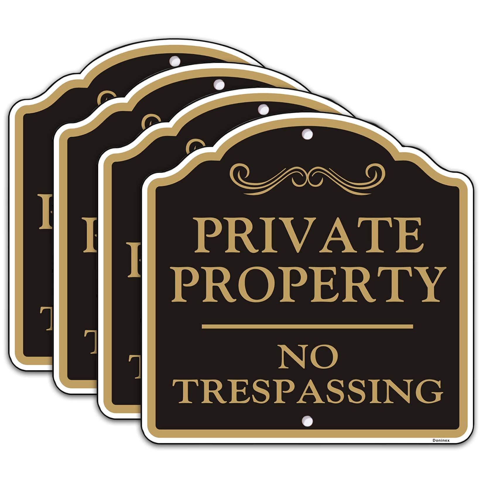 Large (4 Pack) Private Property No Trespassing Sign, 12X12 Inches Reflective Aluminum Metal Signs, Fade Resistant, Weatherproof,