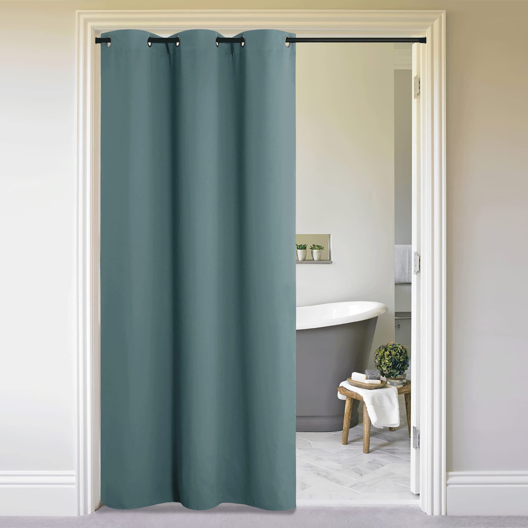 Nicetown Temporary Portable Curtains For Sidelight Door, Insulating Privacy Soundproof Bifold Doors For Sliding Closet Doorway E