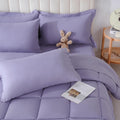 Downcool Queen Comforter Set, 7Pcs Bedding Sets Queen Purple, All Season Down Alternative Bed In A Bag Queen With Comforter, Fla