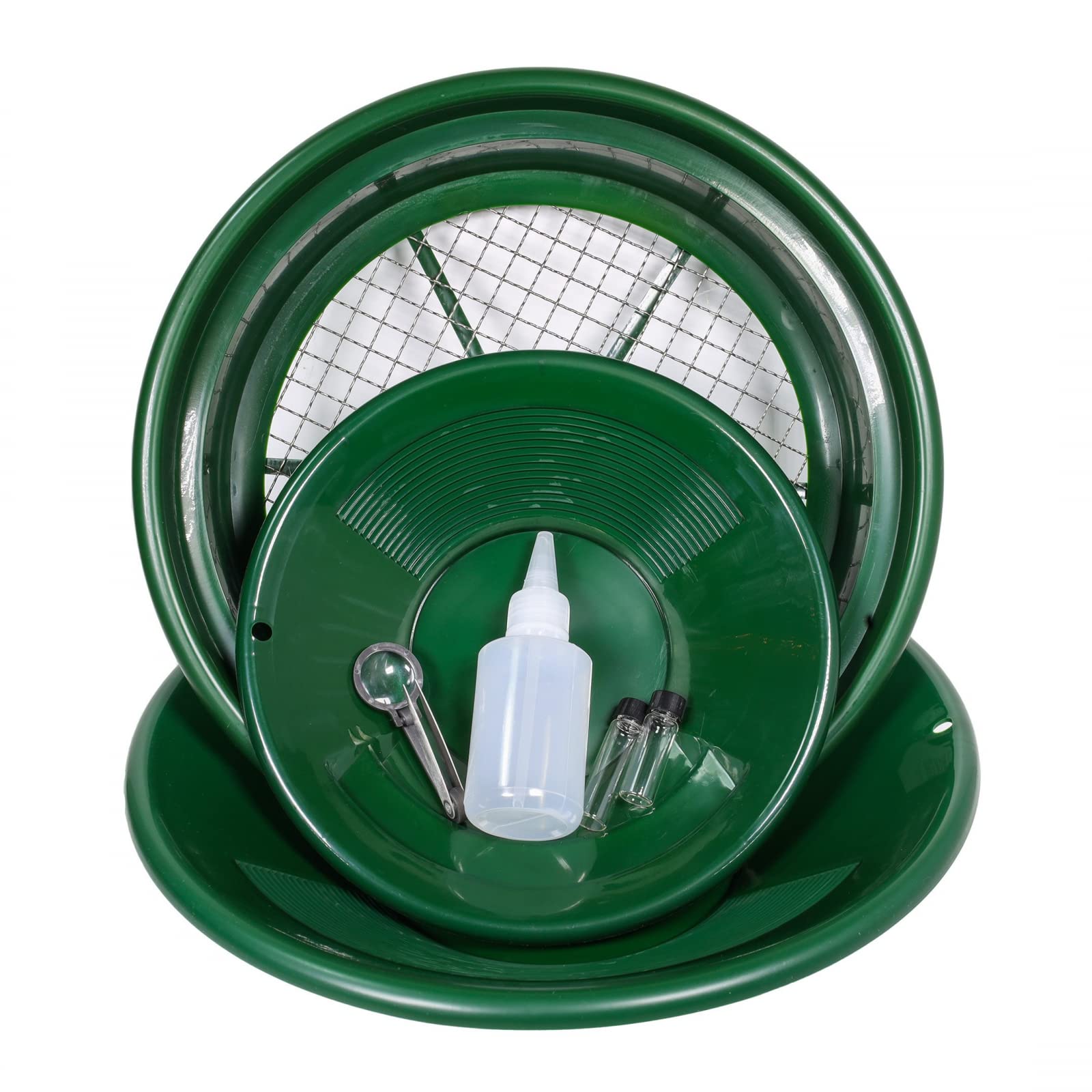 Asr Outdoor Gold Panning Kit Prospecting Tools Classifier Pans Snifter Vials 7Pc