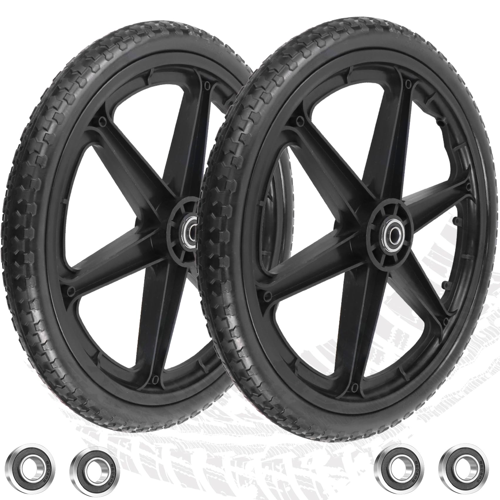 20X1.95' Flat Free Wheels Compatible With Rubbermaid Wheelbarrow Wheels, 20' Flat Free Tires With 5/8' Bearing & 3/4' Bearin