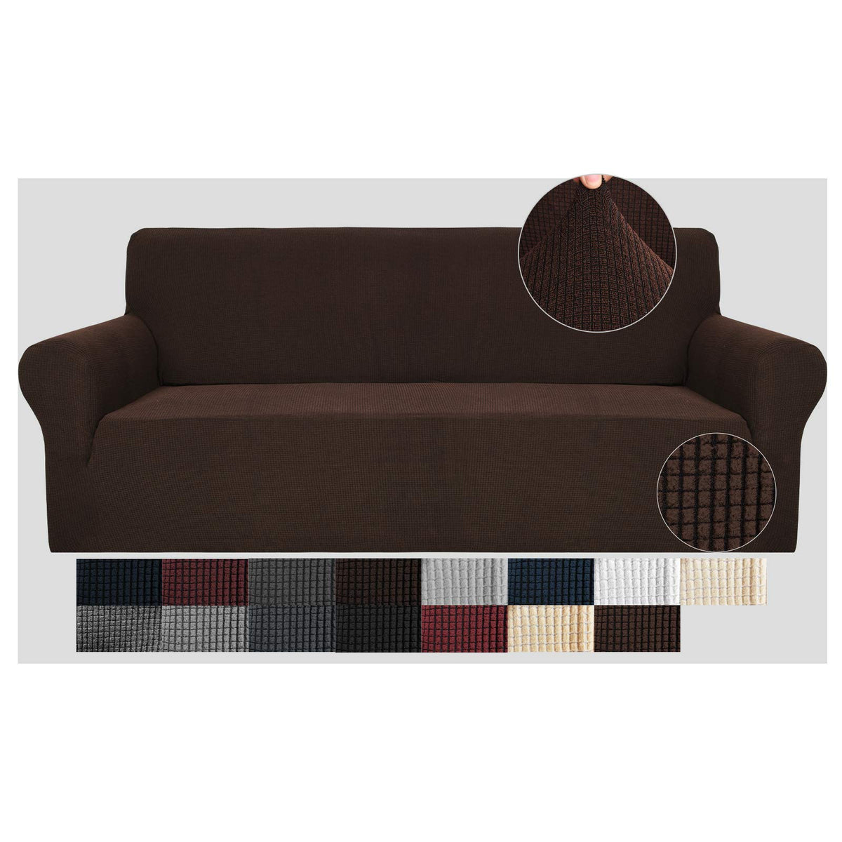 Jiviner High Stretch Couch Covers For 3 Cushion Couch 1-Piece Extra Large Sofa Covers With Elastic Bottom Anti Slip Elastic Sofa Slipcover Furniture Protector For Pets (Xl Sofa, Coffee)