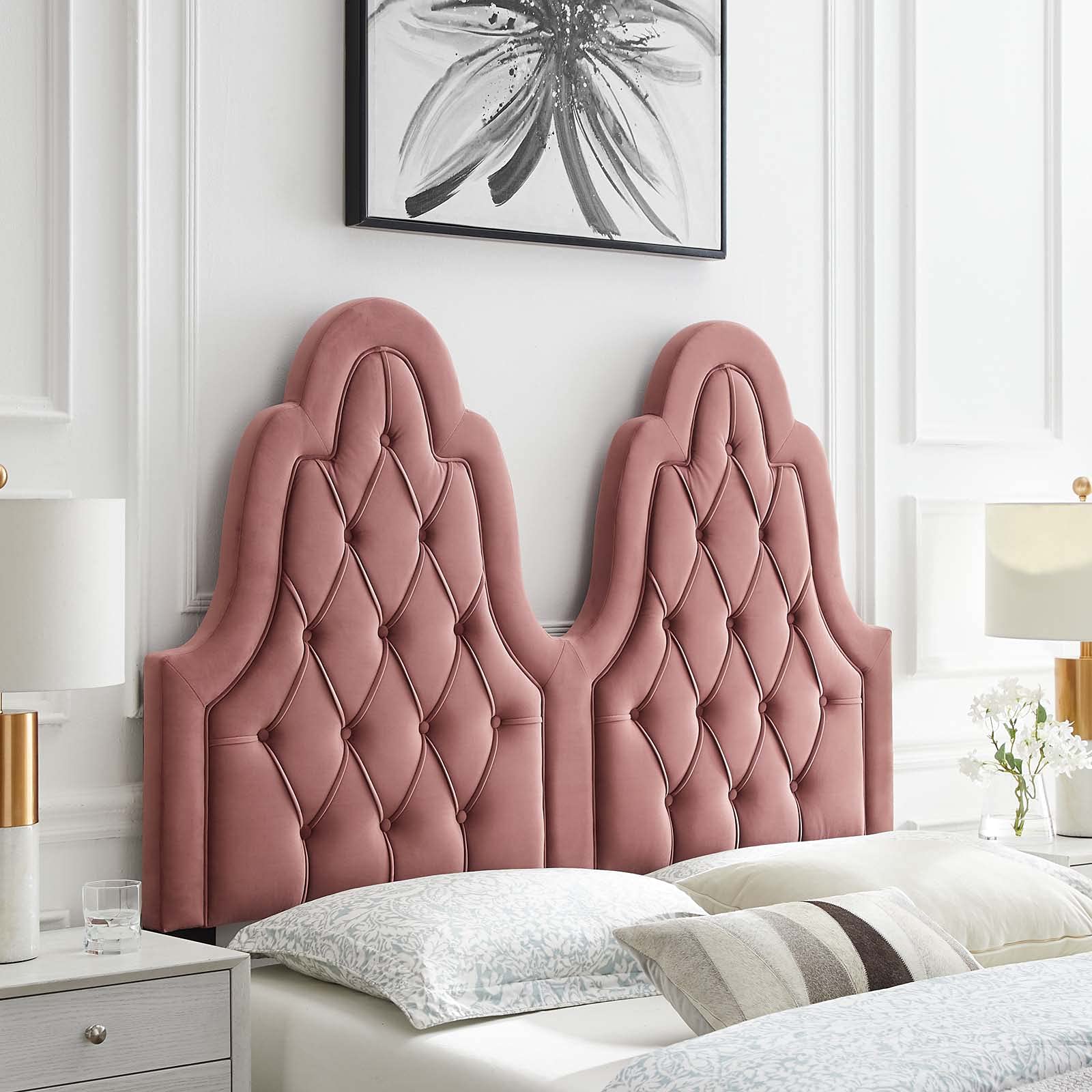 Modway Augustine Tufted Performance Velvet Headboard, King/California King, Dusty Rose