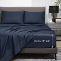Hyprest Extra Deep Pocket Cal King Sheet Sets Fits 18'-24' In Thick Mattress -100% Cotton Sheet Set,Navy Blue Sheets Soft Wrin