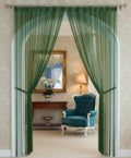 Pomp & Romp String Curtain Panel, Green Ombre with Beads, Contemporary Style Room Divider, 213 x 122 cm, Light Filtering Door Cu