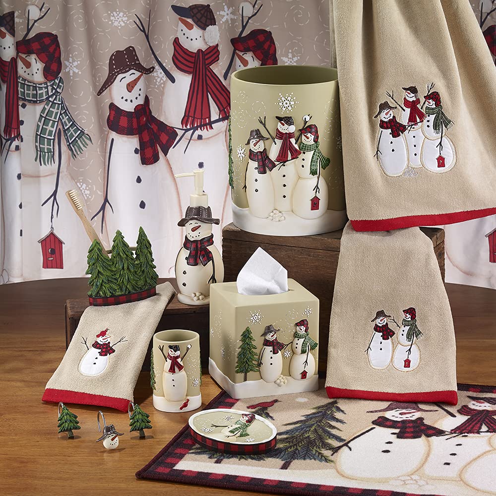 Avanti Linens - Tissue Box Cover, Resin Home Decor, Holiday Inspired Bathroom Accessories (Snowmen Gathering Collection)