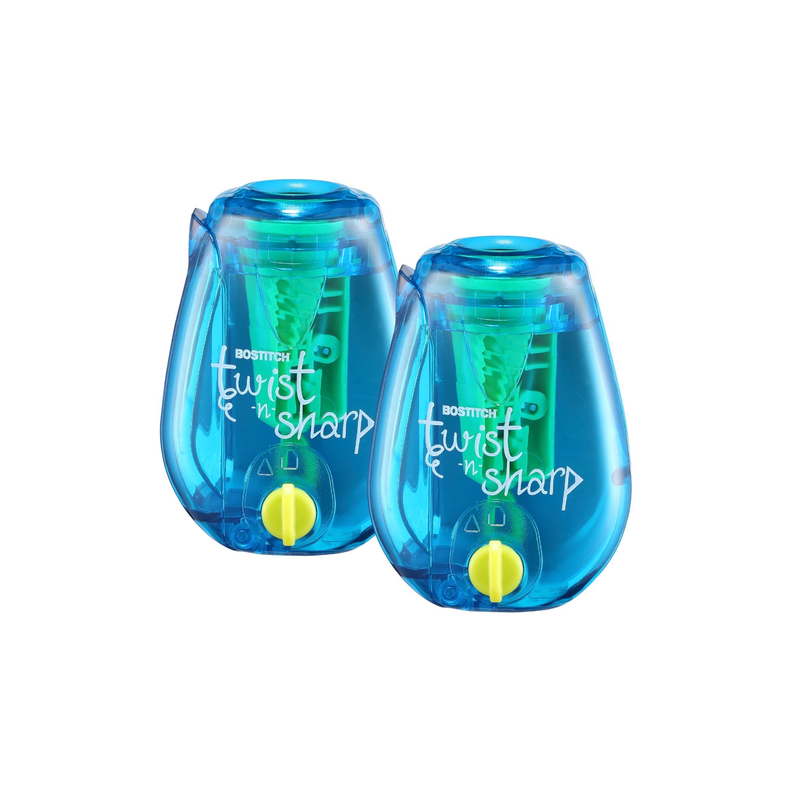 Bostitch Office Pencil Sharpener Twist-N-Sharp Colored Manual Small Pencil Sharpeners Hand Held, 1 Pack, Covered, Blue Portable