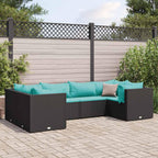 vidaXL 6 Piece Patio Lounge Set - Black PE Rattan - Modular Outdoor Furniture with Cushions for Garden, Terrace, Deck - Weather-Resistant & Comfortable Seating ```