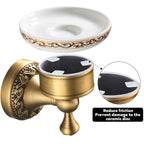 Leyden Shower Soap Dish, Antique Brass Dish Soap Holder Luxury Art Engraved Wall Mount Bathroom Hardware
