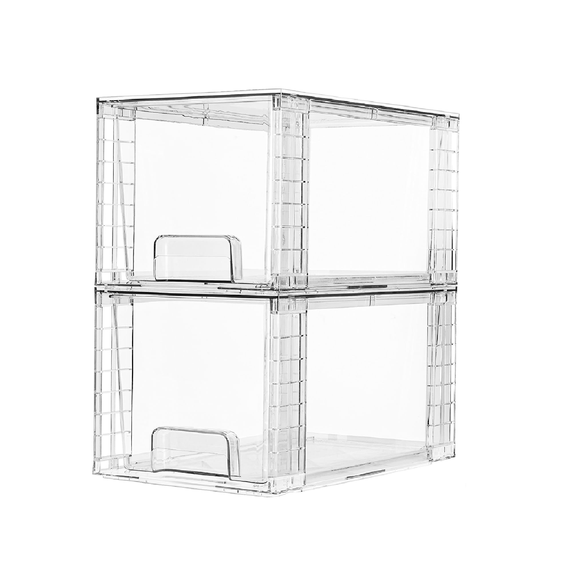 Vtopmart 2 Pack Large Stackable Storage Drawers,Clear Acrylic Drawer Organizers With Handles, Easily Assemble For Bathroom,Kitch