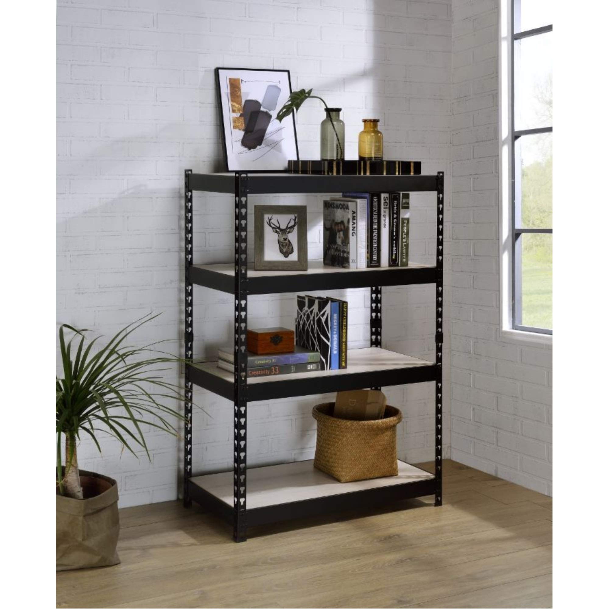 Acme Furniture Decmus Bookshelf In Natural & Black Finish