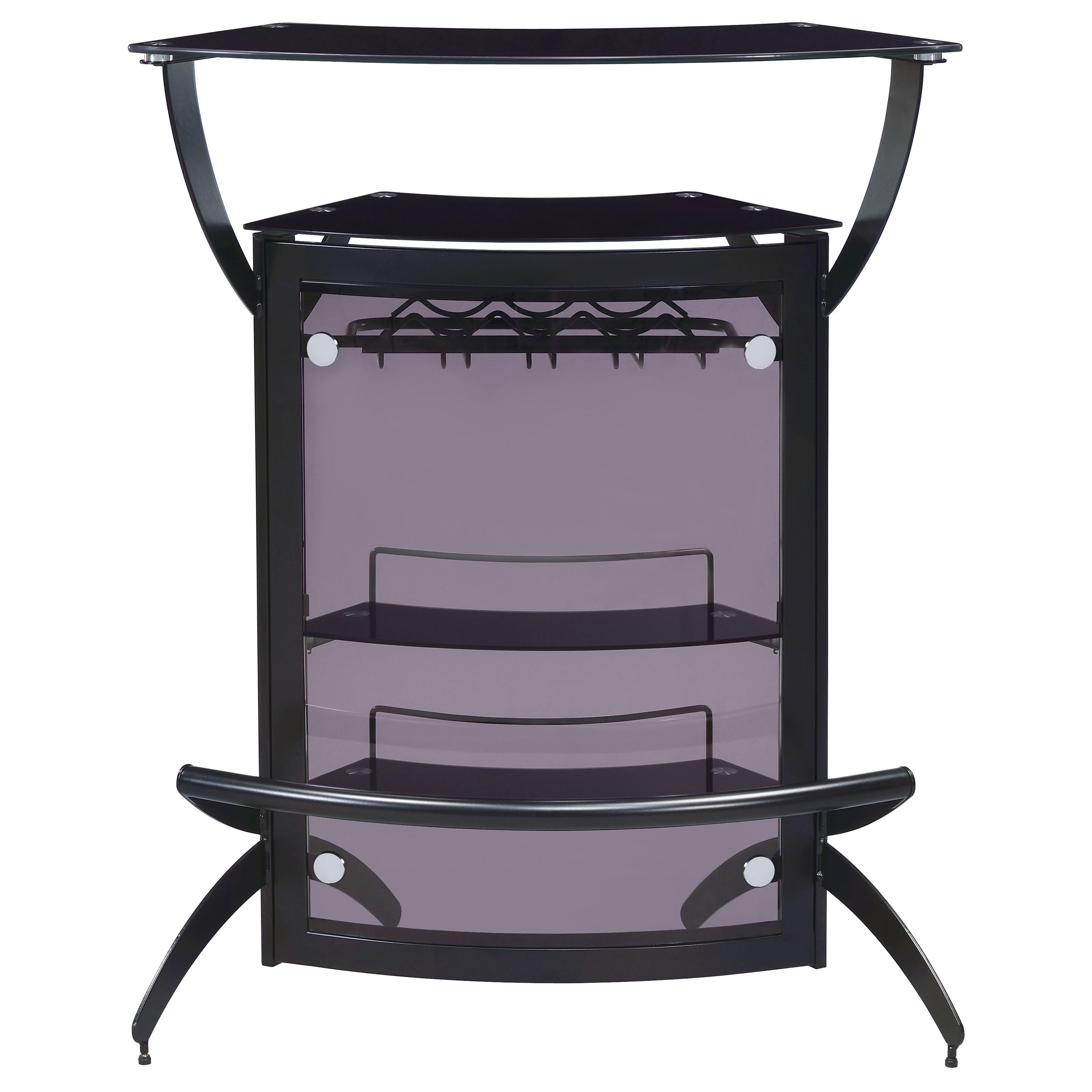 Coaster Home Furnishings Dallas 2-Shelf Home Bar Smoked and Black Glass