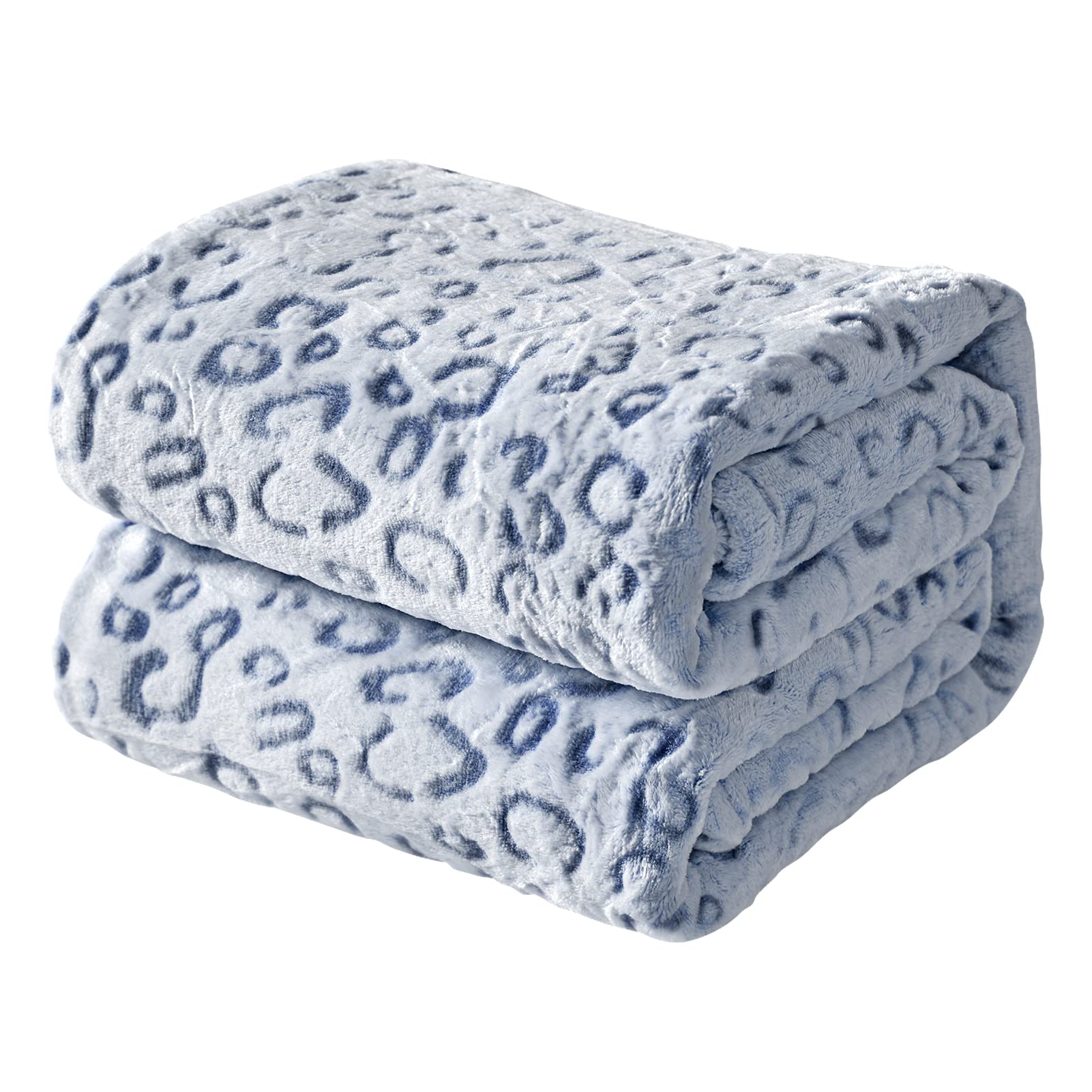 Fy Fiber House Flannel Fleece Throw Microfiber Blanket With 3D Cheetah Print,90X108,Blue
