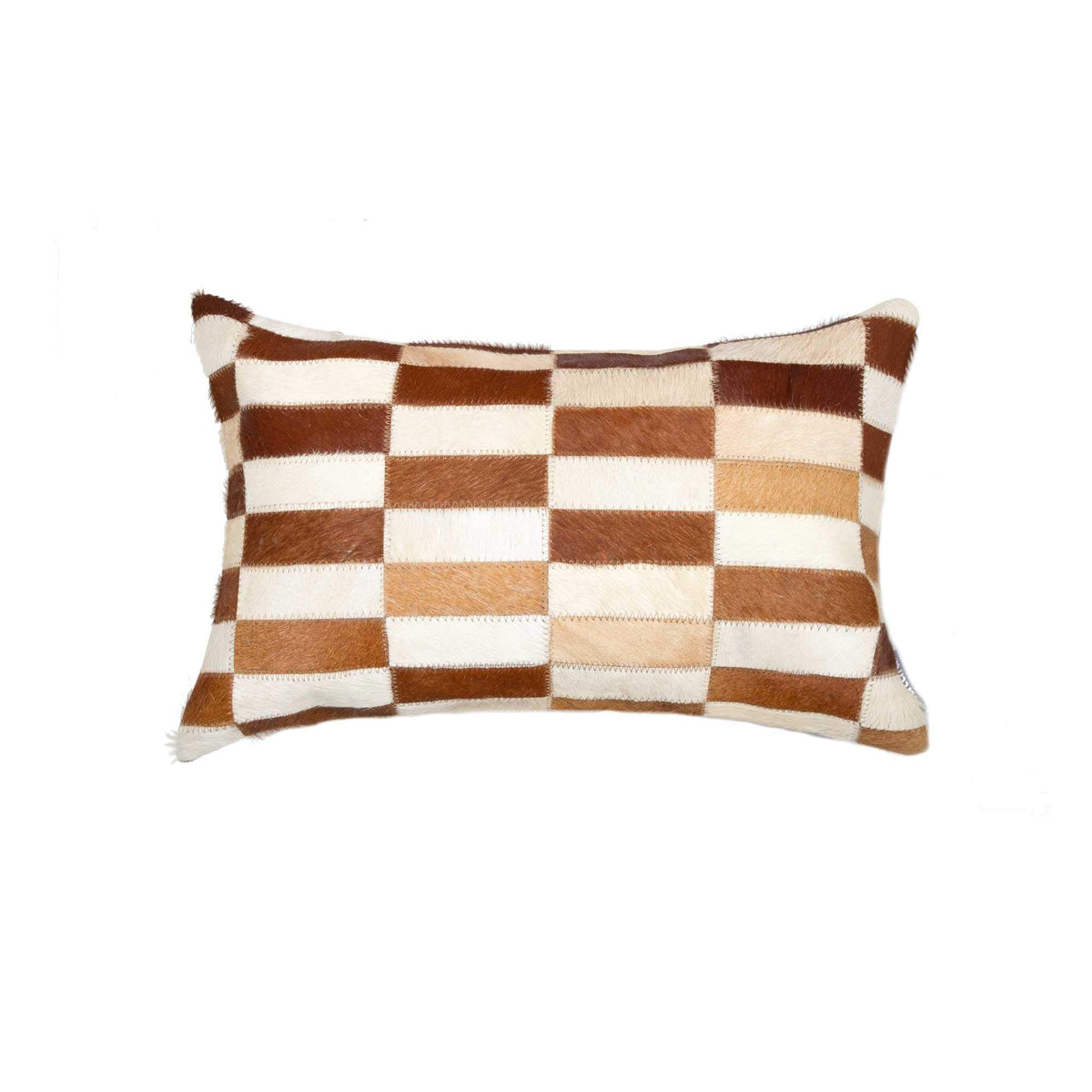 HomeRoots Brown & White Cowhide, Microsuede, Polyfill 12' X 20' X 5' Brown and White Linear Cowhide Pillow