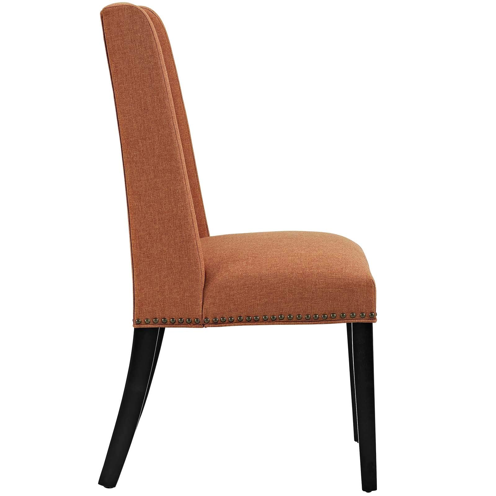 Modway Baron Modern Tall Back Wood Upholstered Fabric Two Dining Chairs In Orange