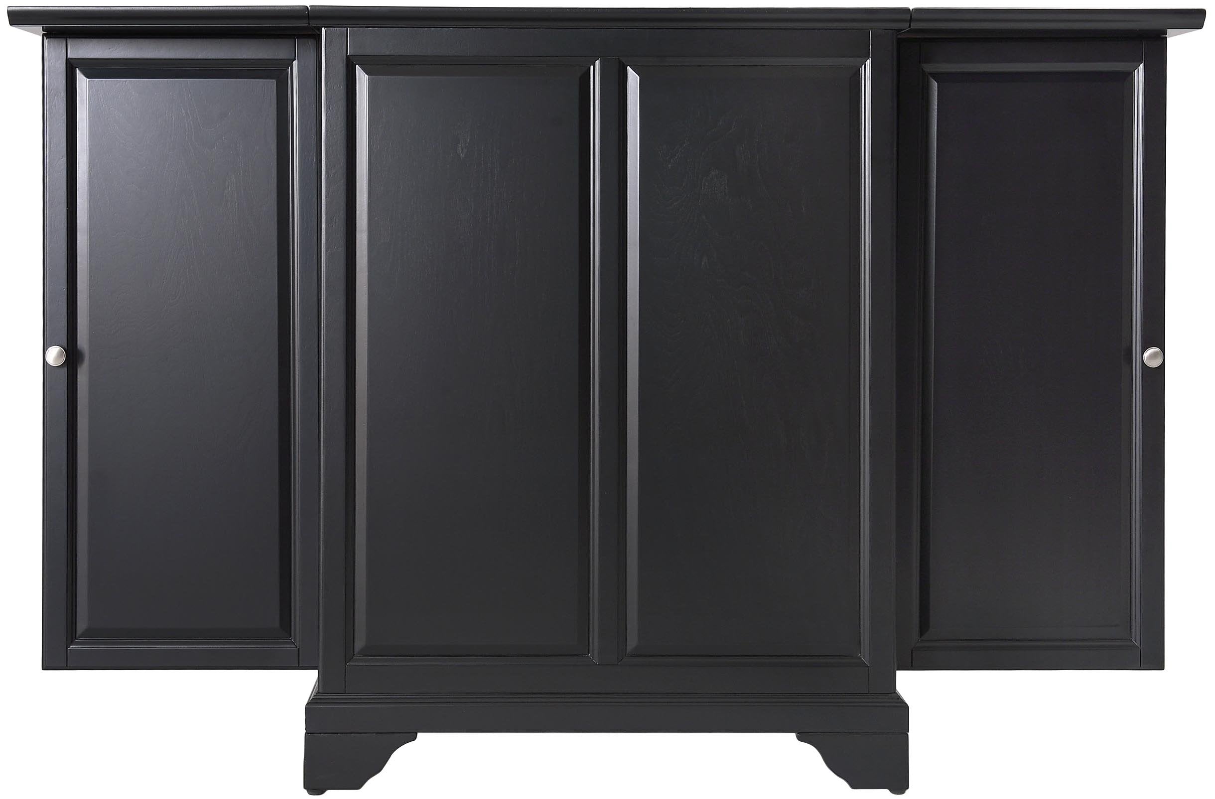 Crosley Furniture Lafayette Expandable Bar Cabinet With Storage Shelves, Drawer, And Wine Rack, Black