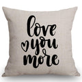 Ssoiu Love You More Decorative Throw Pillow Covers 18X18 Inches Cotton Linen Cushion Cover For Home Couch Sofa Bench Decor
