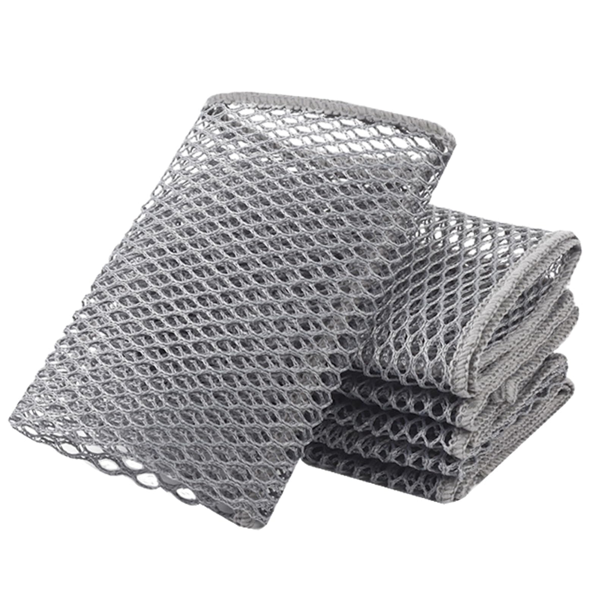SUNLAND Netted Mesh Dish Cloths for Washing Dishes 6 Pack 12x12Inch Grey
