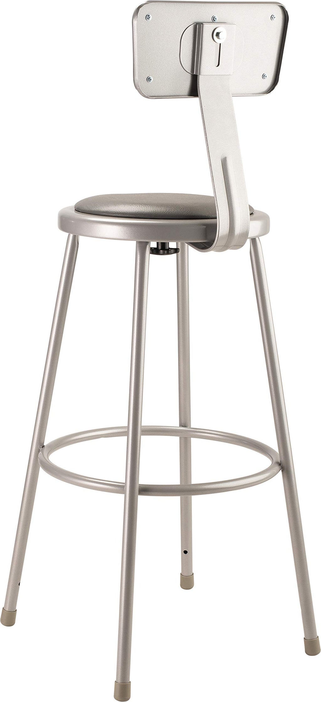 National Public Seating Grey Steel Stool With 30" Vinyl Upholstered Seat And Backrest