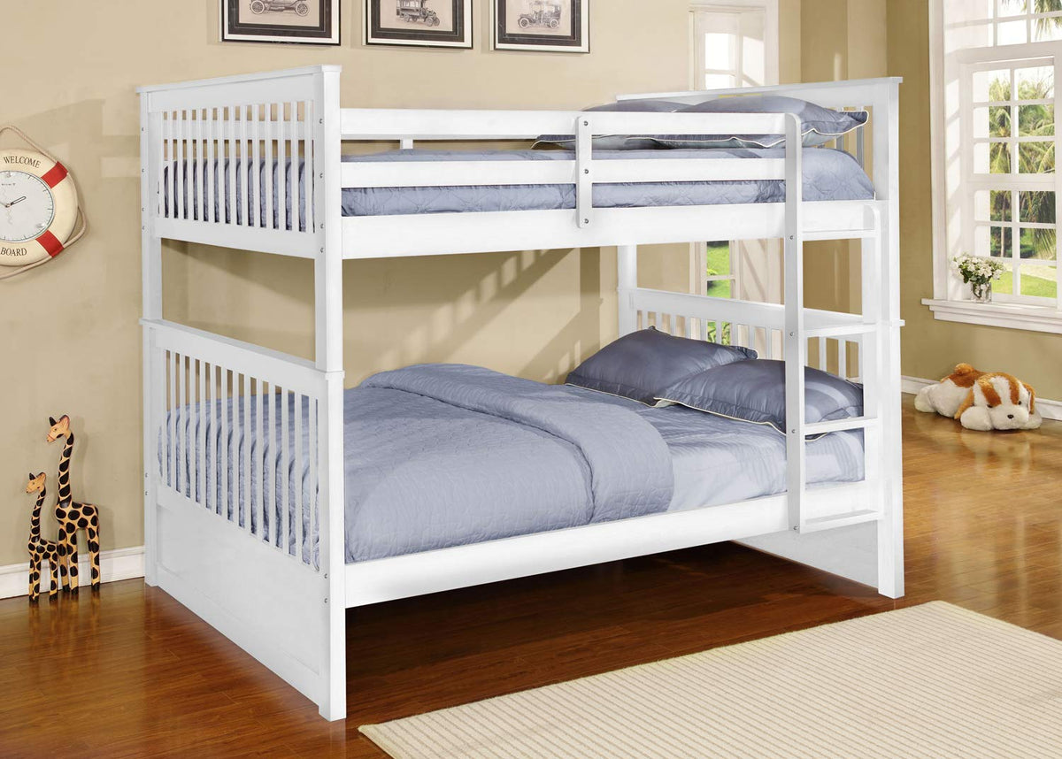 80'.25' X 58'.5' X 68'.75' White Solid Wood and Manufactured Wood Full/Full Bunk Bed