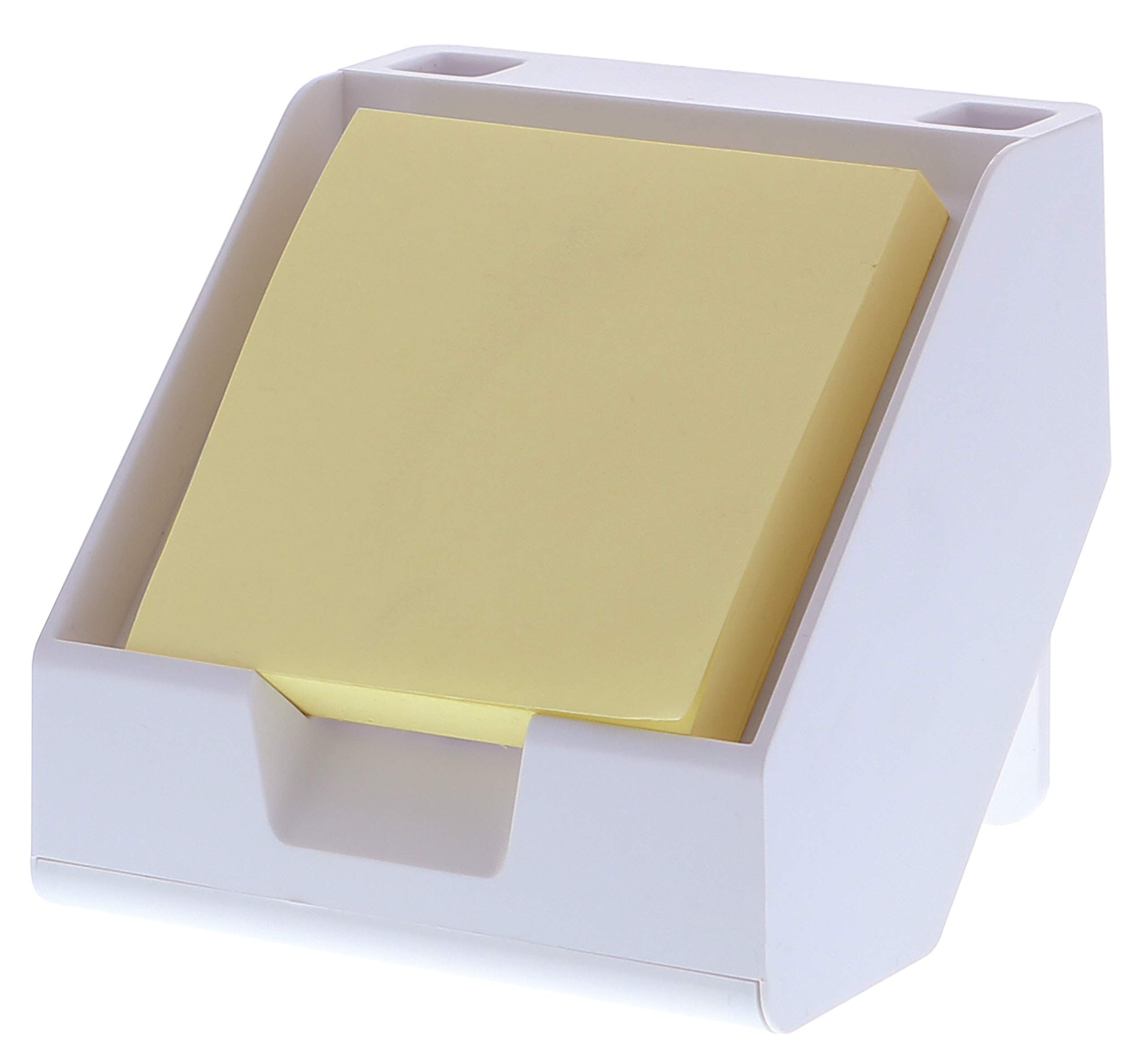 Bostitch Office Sticky Note Holder + Business Card Stand, Includes Pen Holders, White