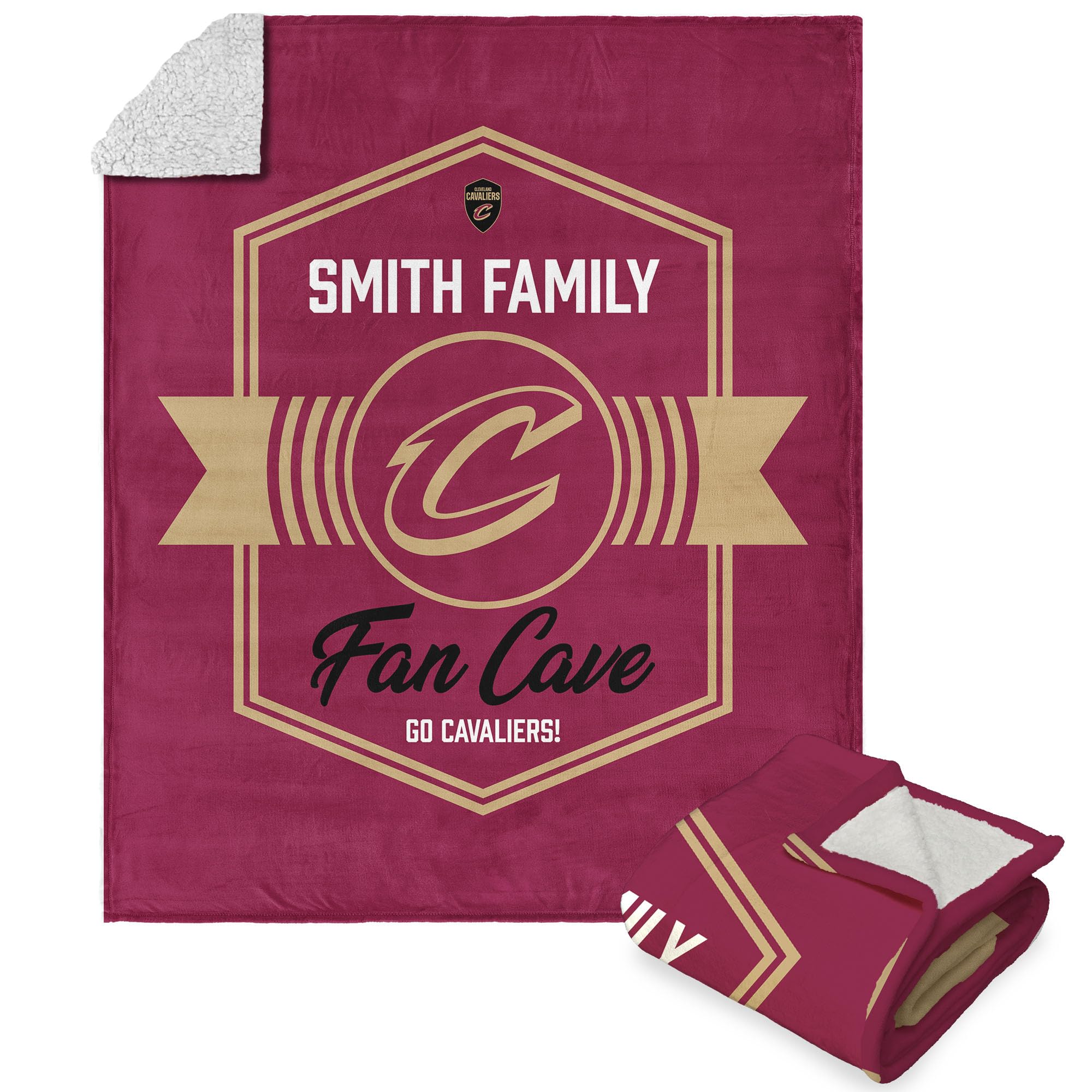 Nba Cleveland Cavaliers Dominion Personalized Silk Touch Sherpa Throw Blanket 50X60 Inches