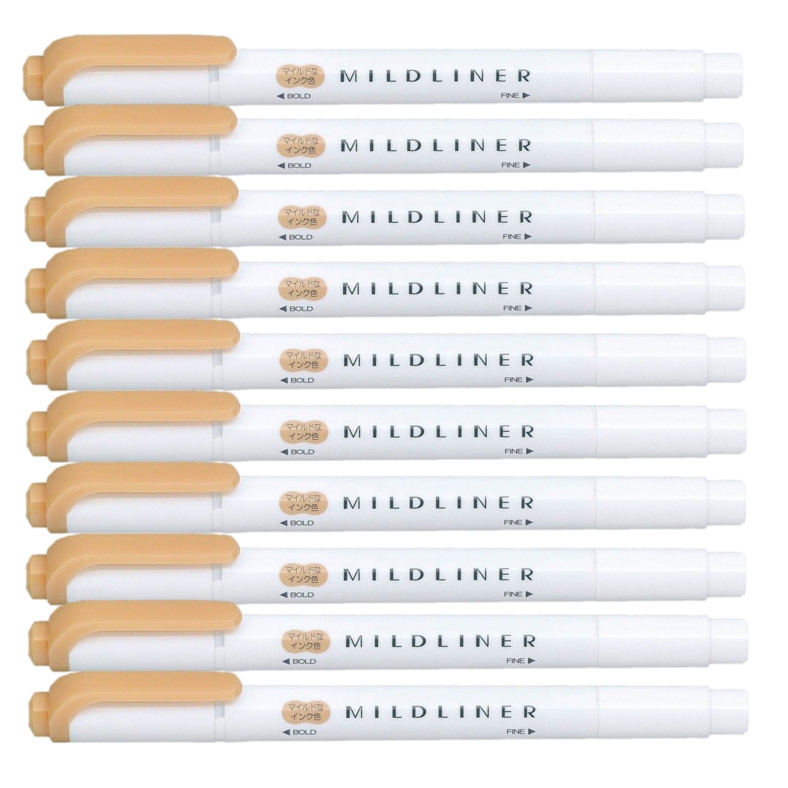 Zebra Mildliner Highlighter Pen Markers, Mild Orange (Wkt7-Mor) X10