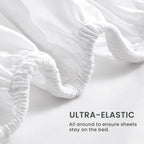 Sleep Zone Nanotex Super Soft Cooling Queen Bed Sheets Set 4 Piece - Easy Care Fitted Flat Sheet & Pillowcase Sets - Wrinkle Free, Fade Resistant, Deep Pocket 16' (White, Queen)