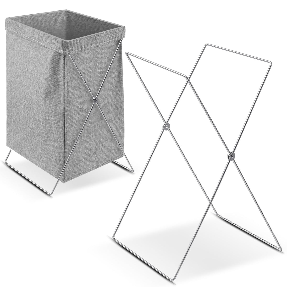 Briwooody 2 Pcs XFrame Hamper Stand for Laundry Basket, Stainless Steel