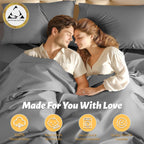 Shilucheng 100% Egyptian Cotton Sheets Set - 1000 Thread Count,Luxury Cotton Bed Sheets,Breathable & Cooling Bedding And Pillow Cases, 16 Inch Deep Pocket - 4 Piece (Grey, Full)