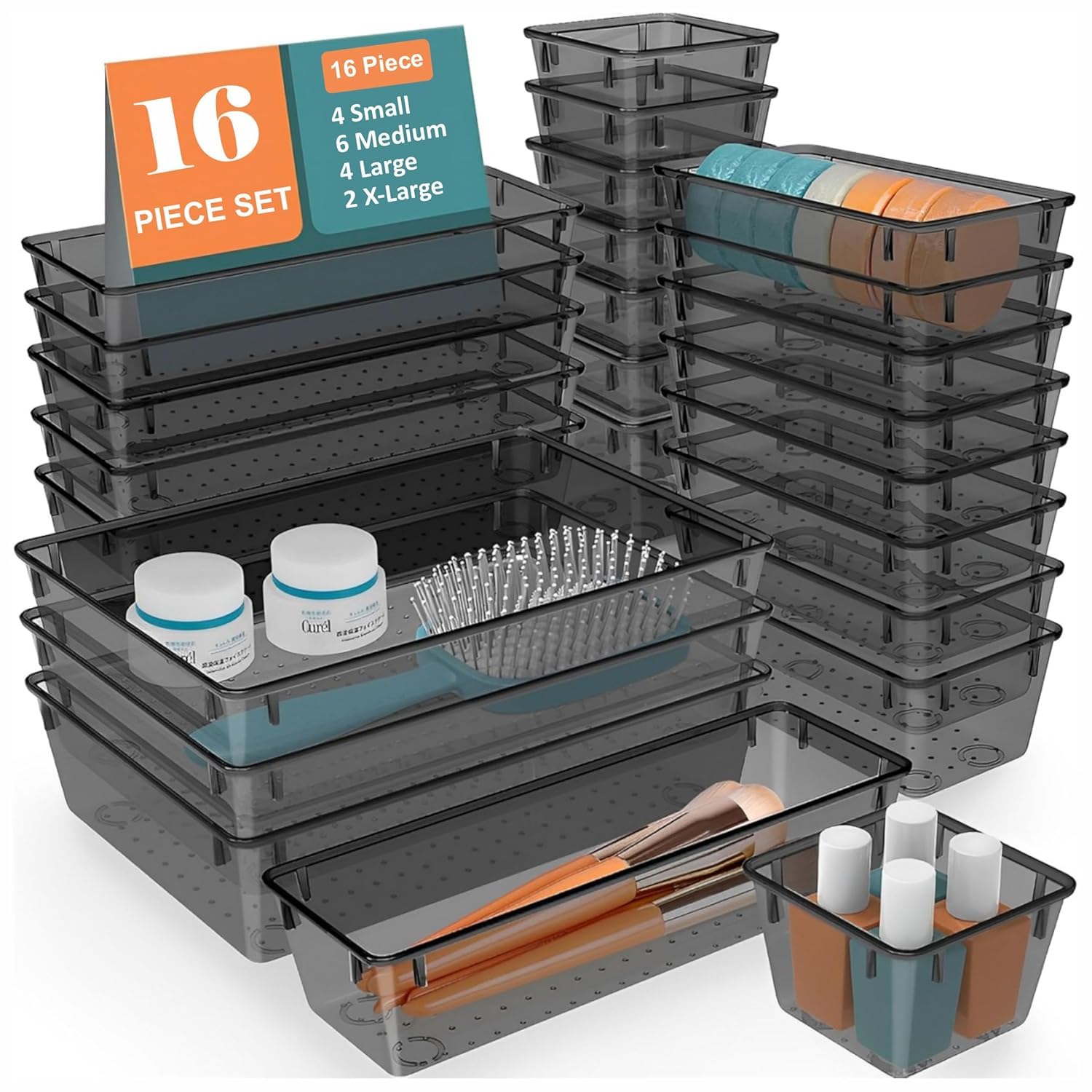 Zefinta Unbreakable MultiPurpose Drawer Organizer Tray  Dressing Table, Kitchen, Bedroom & Office Storage Box Durable Drawer D