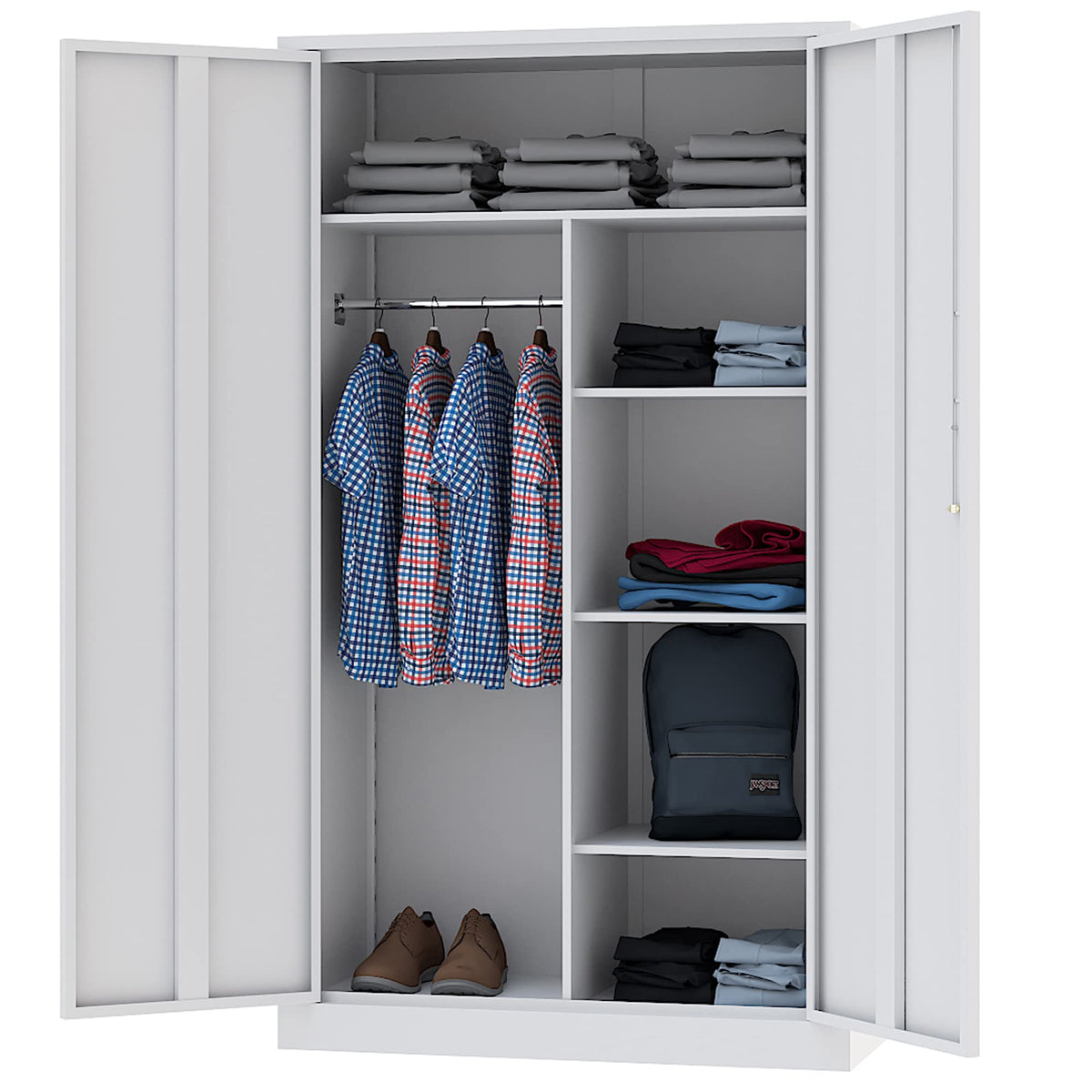 Letaya Metal Locker,Steel Wardrobe Storage Cabinets With Lock Door,Clothing Coat Storage Freestanding For Office, Home, School,