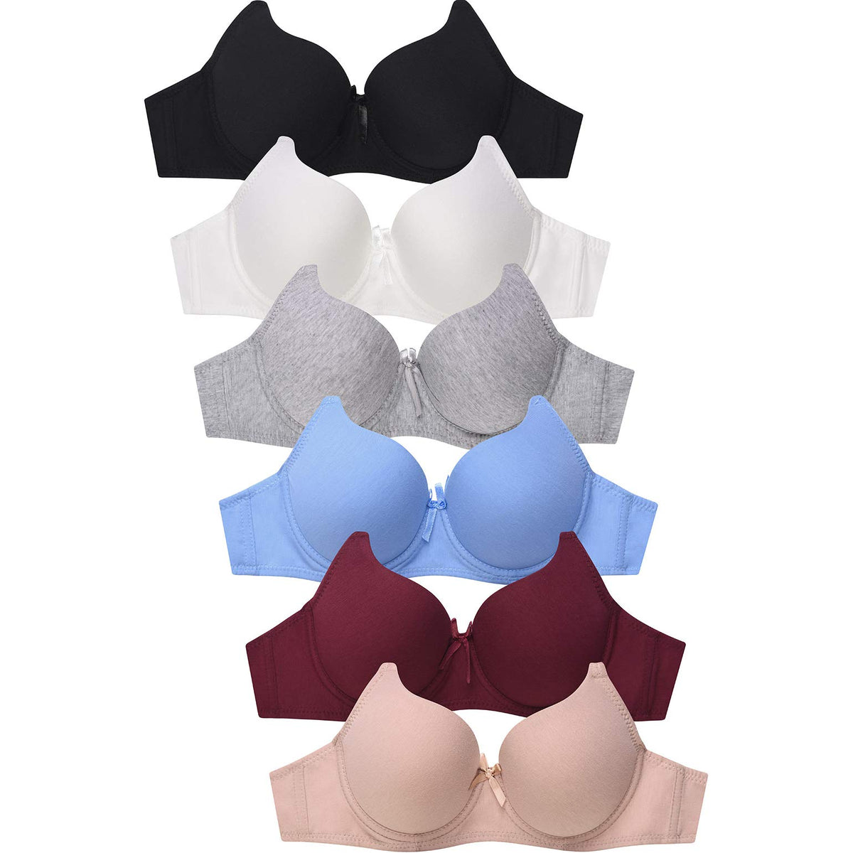 Mamia Womens Basic Laceplain Lace Bras (Pack Of 6)- Various Styles (Mary, 34C)
