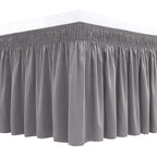 Biscaynebay Wrap Around Bed Skirts For Queen Beds 16' Drop, Silver Grey Adjustable Elastic Dust Ruffles Easy Fit Wrinkle & Fade