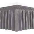 Biscaynebay Wrap Around Bed Skirts For Full & Full Xl Beds Extra Long Drop Of 25', Silver Grey Adjustable Elastic Dust Ruffles
