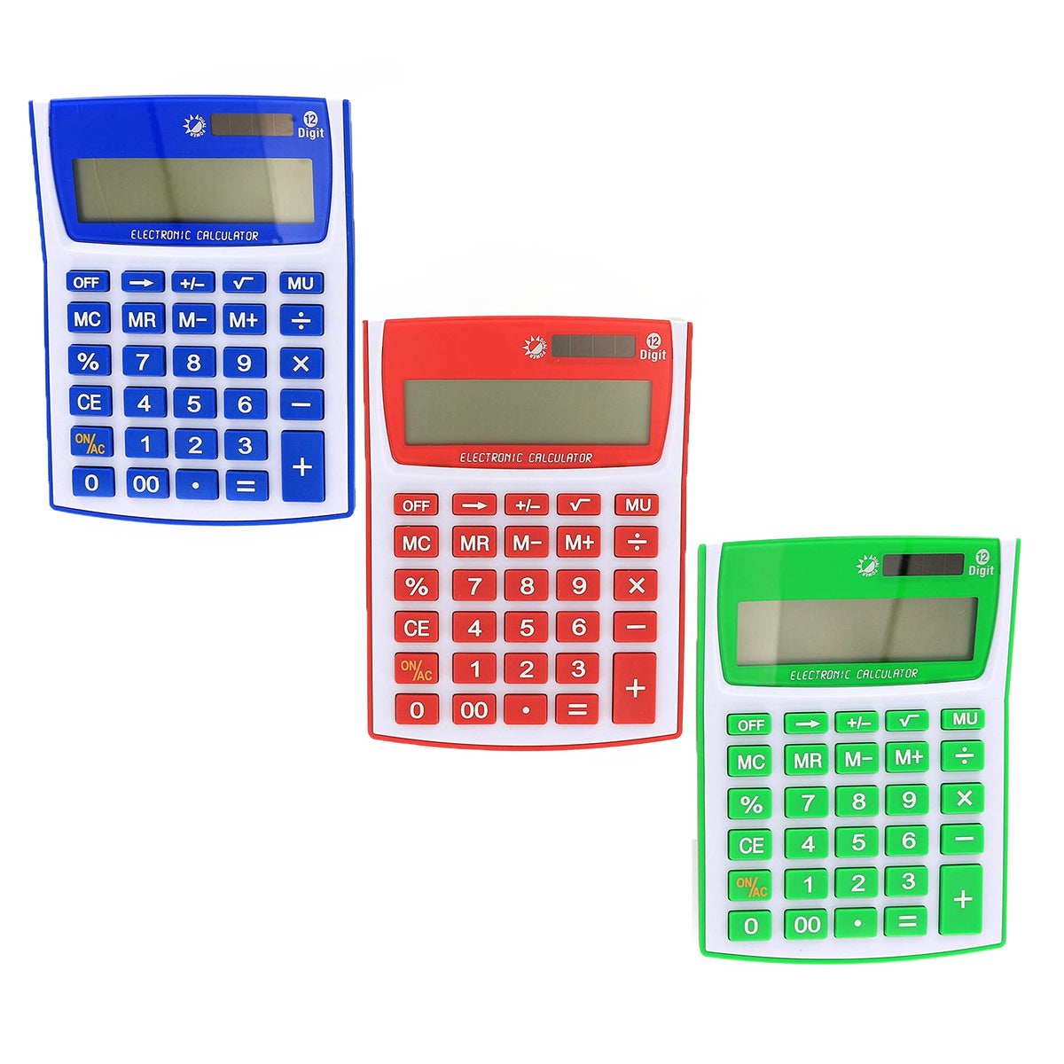 Emraw 12-Digit Dual Power Fancy Color Desktop Calculator Solar Battery Dual Power With Large Lcd Display Scientific Office Handh