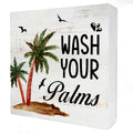 Wash Your Palms Wood Box Sign Home Decor Rustic Bathroom Quote Wooden Box Sign Block Plaque for Wall Tabletop Desk Home Bathroom