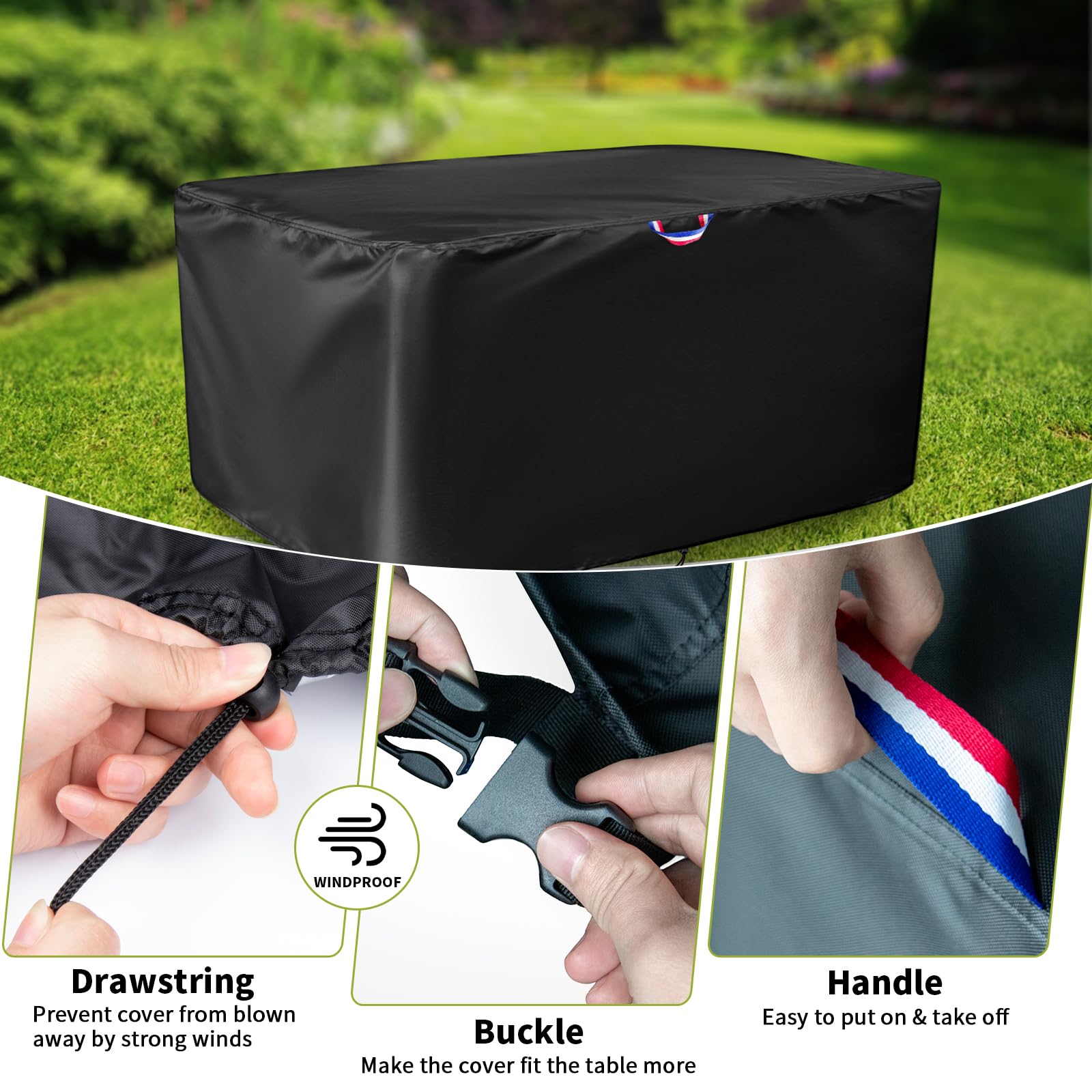 Outdoor Dining Table Cover, 60 Inch Rectangle Patio Dining Table Cover, Waterproof Protective Cover Patio Furniture Covers - 60
