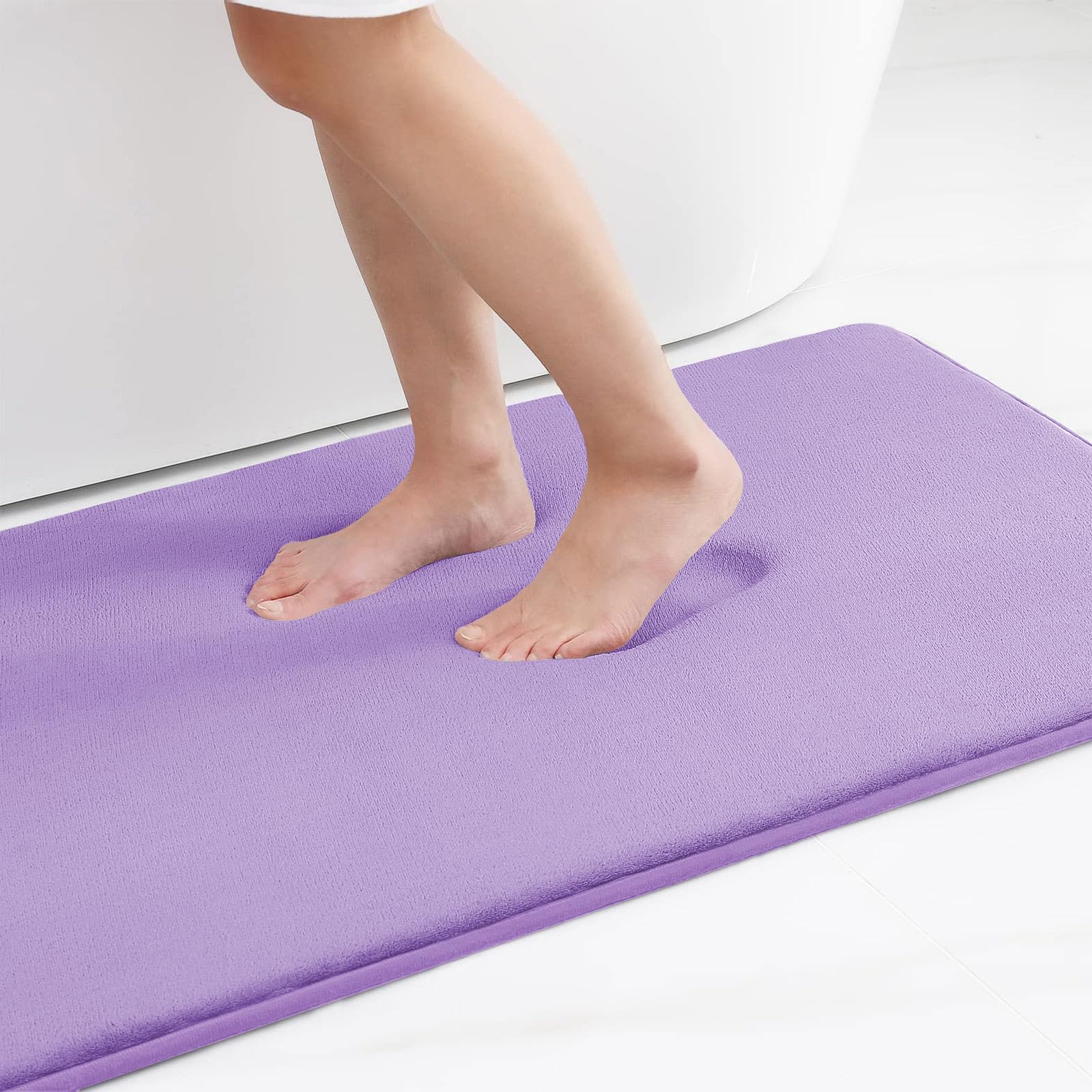 Smiry Memory Foam Bath Mat 36 x 24, Extra Soft Absorbent Bathroom Rugs Non Slip Bath Rug Runner for Shower Bathroom Floors, Purp