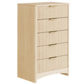Pipishell Fluted 5 Drawers Dresser for Bedroom, 30 Wooden Drawers with Metal Handle, Dressers with Round Edge Design, Wood Close