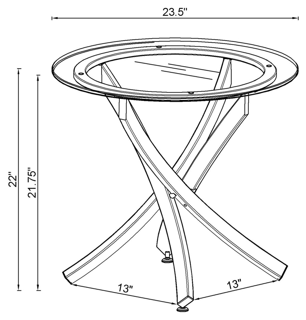 Coaster Home Furnishings Brooke Round Glass Top Side End Table Chrome and Black