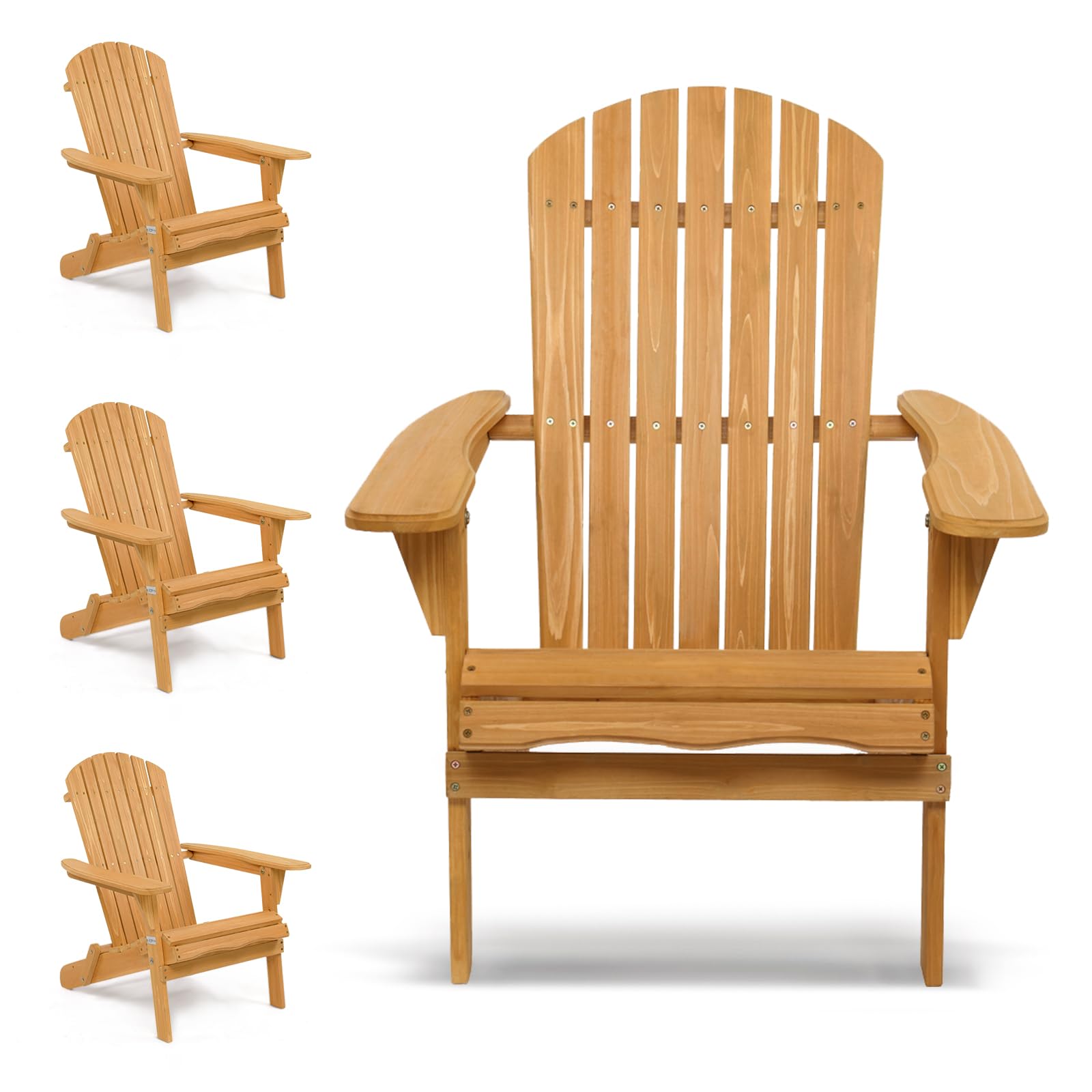 VINGLI Folding Adirondack Chairs Set of 4 Clearance Weather Resistant/Lawn Cheap Fire Pit Highwood Lounge Chairs-Patio Furniture
