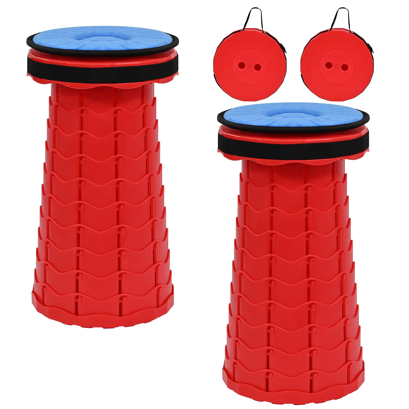 FXKS 2 Pack Upgraded Collapsible Stool Folding Stool with Cushion,Retractable Folding Stool Max Load Capacity 400lbs, Portable T
