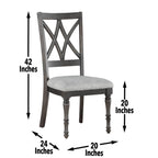 Steve Silver Furniture Linnett Dining Modern Twist, Set of 2 Side Chairs, Upholstered, Traditional Styling, Asian Hardwood Solids, Web Back Chairs, 19.5" L x 23.5" W x 42" H, Grey, Brown