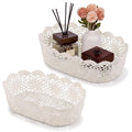 Wenqik 2 Pcs White Lace Doilies Storage Basket Large & Small Two Sizes