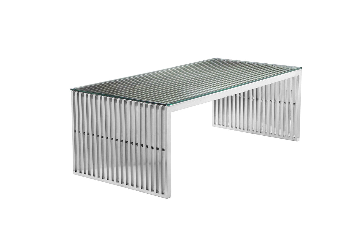 Pangea Home Lux Coffee Table, Brushed Metal